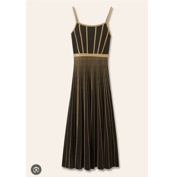 NWT Me + Em Metallic Boned Knit Fit and Flare Midi Dress, size 10 - Picture 1 of 10